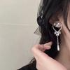 Brincos de zircônia amor femininos brincos de pino de diamante completo temperamento leve luxo nicho design sentido brincos de borla de alta qualidade