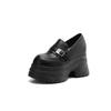 Zapatos de Cuero de Suela Gruesa para Mujer, Mocasines Versátiles Retro Estilo Británico, Zapatos de Tacón Grueso Puntiagudos Redondos, Zapatos Mary Jane Negros