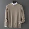 Baicai Rong Nuevo Suéter de Lana Pura Otoño/Invierno para Hombre Grosor Extra Cuello Redondo Jersey Simple Casual de Negocios Capa Base de Punto
