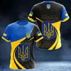 Camiseta Masculina de Comércio Exterior Verão Manga Curta Ucrânia Estampa 3D Moda Gola Redonda Camiseta Pulôver