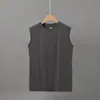 Colete sem Mangas Masculino Verão Tendência Marca Algodão Puro Fitness Esportivo Colete Camada Base Masculina Camiseta Branca de Manga Curta