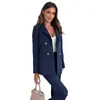 Comercio exterior transfronterizo Ropa de mujer europea y americana Amazon AliExpress 2024 otoño e invierno chaqueta de traje pequeña de moda de color sólido cruzada