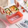 Simple Lonchera de Acero Inoxidable para Estudiantes de Primaria, Lonchera Sellada con Espacio para Arroz, Lonchera de Gran Capacidad con Compartimentos para Cubiertos para Trabajadores de Oficina