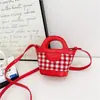 Nova bolsa infantil para menina moda bolsa de mão xadrez bolsa bolinho porta-moedas mini bolsa transversal da moda para menina
