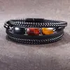 Pulsera de Ojo de Tigre de Venta Caliente Transfronteriza Europea y Americana para Hombre, Cuerda de Cuero Trenzada Multicapa, Tendencia de Personalidad de Moda, Pulsera de Cuero Versátil