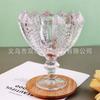 Plato de fruta de pata alta con relieve retro de estilo europeo, cubo de fruta transparente de gran capacidad con forma de girasol, plato de fruta profunda, plato de fruta seca para el hogar