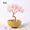 Base de posavasos de árbol de cristal natural, árbol de la fortuna con virutas de cristal amarillo, árbol del dinero, decoración de fortuna para el hogar y la oficina, venta al por mayor