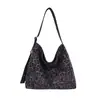 Bolsa tote retrô de grande capacidade para moda transfronteiriça, bolsa de ombro casual versátil, bolsa de antebraço para o dia a dia em camurça