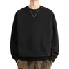 Sudadera casual de calle de estilo japonés y americano de moda, color liso, cuello redondo, manga larga, corte holgado, unisex, top versátil con un estilo moderno