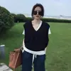 Novo Cardigan de Lã Sem Mangas Outono/Inverno 2026 Suéter de Tricô Solto com Gola V Colete Curto Tendência