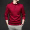 Suéter de punto grueso con cuello de camisa para hombre transfronterizo, nuevo suéter POLO casual de otoño e invierno con cuello vuelto, top de capa base, ropa para hombre
