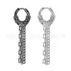 Pendientes de cadena con borlas estilo coreano para hombre, aretes de moda, pendientes de acero de titanio, sin perforaciones