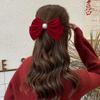 Accesorios para el cabello para tostadas, sencillos y elegantes, horquillas para el cabello con lazo de terciopelo rojo dorado de alta calidad, tocado de novia 2023 Nuevo