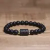 Pulsera Xiyin Temu Piedra Negra Mate Grabada Doce Constelaciones Acero Inoxidable Pulsera de Constelación Pulsera para Pareja Estudiante Joyería