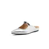 ¡Evangelio para pies anchos y gordos! No aprietes los pies ~ Primavera y verano 2025 nuevas zapatillas Muller de punta fina de tacón bajo talla grande