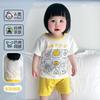 Conjunto de Manga Curta para Bebê Roupa de Saída com Shorts Divididos Finos de Algodão com Malha de Desenho Animado para Meninos e Meninas Roupas de Casa