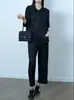 Moda de Alta Gama Nuevo Conjunto de Dos Piezas de Cárdigan Corto y Pantalones Harem Ajustados de Color Sólido de Manga Larga para Mujer, Rejuvenecedor y Adelgazante