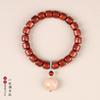 Nueva pulsera artística original ecológica de hoja pequeña de palo de rosa cuentas de barril ágata Alashan cuentas de la suerte pulsera literaria estilo Mori
