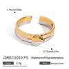 Design silencioso 18k ouro aço inoxidável combinação de cores dourado e prateado coração esquerda e direita combinação de cores abertura ajustável anel joia