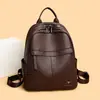 Mochila Retro de Cuero Suave Transfronteriza Nueva Tendencia de Moda Casual para Mujer Mochila de Gran Capacidad Bolsa de Mochila de Viaje