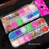 Prego lantejoulas jóias glitter laser borboleta lantejoulas olho de cavalo lantejoulas 12 grade encaixotado cor mista unha patch acessórios do prego