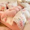 Juego de cama de cuatro piezas de terciopelo de leche de algodón AB invierno algodón coral franela ropa de cama sábanas juego de tres piezas