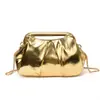 2026 Nova Tendência de Comércio Exterior Design de Nicho Bolsa Nuvem Dourada Feminina Bolsa Transversal Plissada com Corrente Ombro Único Manual Bolsa Feminina