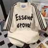 Camiseta de Manga Corta con Estampado de Letras Retro Perezoso y Tres Rayas para Mujer, Verano Casual, Holgada, Estilo Pareja