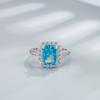 Anillo de plata esterlina s925 transfronterizo para mujer, hecho a mano, con incrustaciones de diamante de alto carbono, corte de flor de hielo, anillo de azúcar rectangular de 8 x 10, joyería de alta calidad