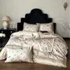 Conjunto de quatro peças de algodão francês de alta qualidade, algodão de fibra longa, estampa digital, estilo retrô, capa de edredom de renda, roupa de cama nova