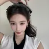 Pinza para el Cabello Triangular Rayada Estilo Coreano Old Money para Mujer con Accesorio de Lazo, Pinza de Tiburón para la Parte Trasera Completa de la Cabeza