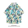 Camisa Floral de Seda de Hielo Hawaiana para Hombre de Manga Corta Casual Atractiva Holgada Delgada Camisa de Media Manga Floral para Hombre Camisa de Pulgada Pequeña