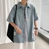 Comércio exterior transfronteiriço entrega homens 2024 primavera e verão camisa estampada masculina estudante elegante fino universitário estilo camisa manga curta
