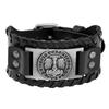 Comercio exterior superventas Mito nórdico Vikingo Odin logo pulsera tejida vintage de piel de vaca joyería simple para hombre al por mayor