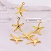 Acessórios para joias DIY pingente de estrela-do-mar pequena em ouro 18K real acessórios feitos à mão em aço inoxidável pingente de colar tag de animal