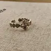 Anillo de Encaje con Diamantes Brillantes, Diseño Minimalista Vintage Hueco, Estilo de Lujo Ligero, Socialité de Nicho, Dulce Estilo Francés, Lleno de Diamantes, Sensación de Alta Gama