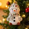 Muñeco de nieve navideño transfronterizo, adorno lindo con forma de muñeco, decoración navideña, colgante plano de acrílico, decoración de coche