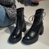 Botas Martin Chuyuji de Punta Redonda con Cordones para Mujer, Botines de Tacón Alto para Otoño e Invierno, Nuevas Botas Slim Estilo Británico 2026