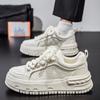 Zapatos de Hombre para Primavera y Otoño, Tenis de Moda Casual Bajos, Superficie de Cuero, Suela Gruesa, Aumentan la Altura, Resistentes al Desgaste, Zapatos Blancos Juveniles