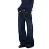 Jeans Casual Longo Masculino e Feminino com Estampa de Bandeira Retro Americana, Novo para Primavera e Outono, Corte Solto Reto de Perna Larga