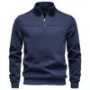 Outono/Inverno 2026 Novo Cruzamento de Fronteira Masculino Tamanho Europeu Gola Alta Meio Zíper Casual de Negócios Pulôver Moletom Top para Homens