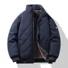 Vendas Diretas de Fábrica Estilo Outono e Inverno Jaqueta de Algodão com Gola Alta Slim Fit Versátil Estilo Pai Jaqueta de Algodão Masculina com Veludo Roupas de Algodão Masculinas para Meia-Idade e Idosos