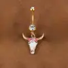 Moda Amazônia Comércio Exterior Transfronteiriço Flor Cabeça de Touro Pingente Anel de Umbigo Aço Inoxidável Unha de Umbigo Popular Europeu e Americano Joia de Umbigo