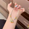 Moda de Verano Azul Fresco Esmalte Caballo de Troya Perla Shijia Collar Cadena de Clavícula de Lujo Ligero Nicho Gama Alta