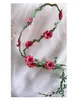Estilo de celebridad azul flor pequeña hoja verde ratán accesorios para el cabello linda diadema trenzada trenza retorcida