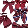 Jk Corbata Pequeña Corbata de Uniforme de Estudiante Rojo Rojo Borgoña Flor de Cuello Camisa de Uniforme Escolar para Mujer Lazo
