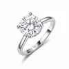 Anillo de plata de ley S925 con moissanita, base microincrustada de cuatro garras, anillo completo de moissanita, anillo cerrado para mujer