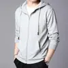 Chaqueta con cremallera de moda estilo coreano para hombre y joven, forrada de polar, sudadera con capucha casual para primavera y otoño para hombre