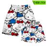 Shorts Casuais de Gato Desenho Hollokitty para Homens e Mulheres, Shorts de Verão para Férias, Calças para Praia à Beira-Mar, Personalizado, Dropshipping