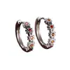 Pendientes de Plata de Ley S925 Europeos y Americanos Transfronterizos de Medio Círculo Pequeño de Circonio Pendientes Simples Dulces de Flor Fresca Nicho